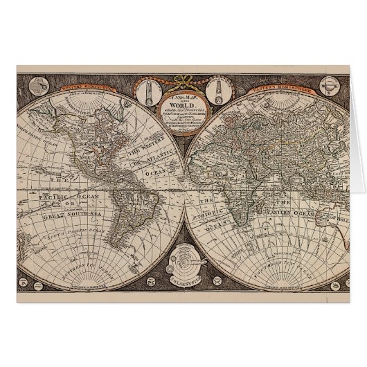 Vintage World Map (1766) Cards (Front Horizontal)