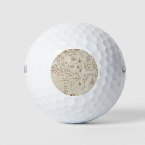 Vintage World map 1900 by Diogo Ribeiro Golf Balls