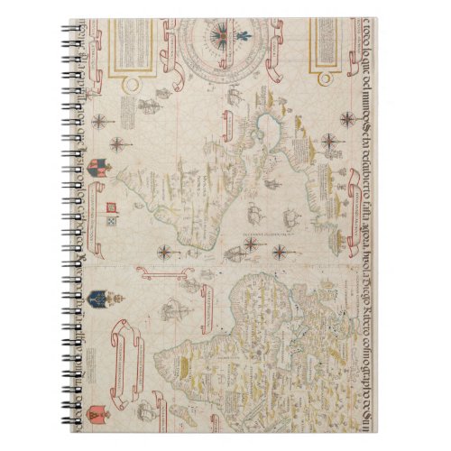 Vintage World map 1900 by Diogo Ribeiro Notebook