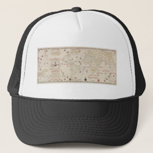 Vintage World map 1900 by Diogo Ribeiro Trucker Hat