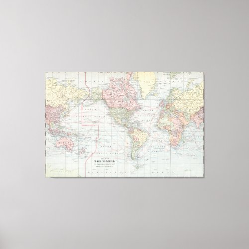 Vintage World Map 1901 Canvas Print