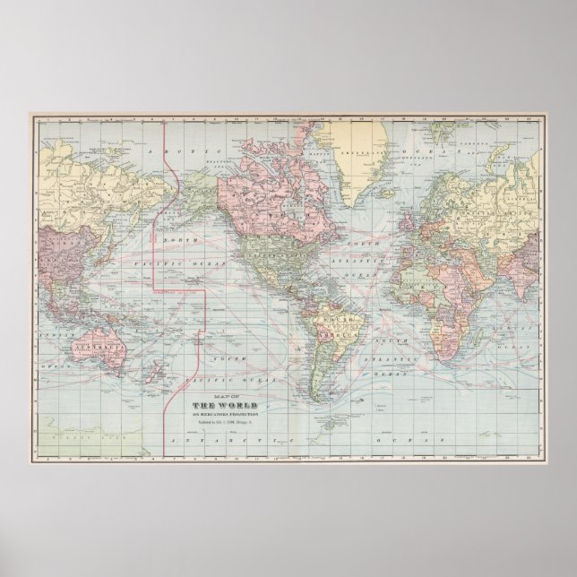 Vintage World Map (1901) Poster (Front)