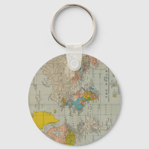 Vintage World Map 1910 Keychain