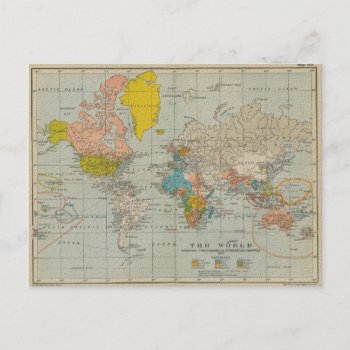 Vintage World Map 1910 Postcard by pixelholic at Zazzle