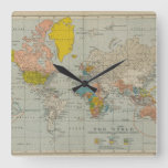 Vintage World Map 1910 Square Wall Clock at Zazzle