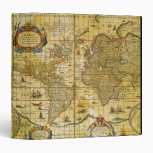 Vintage World Map 3 Ring Binder