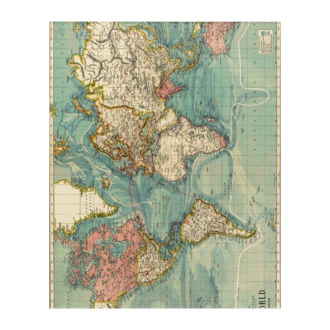 Vintage World Map Acrylic Print (Front)