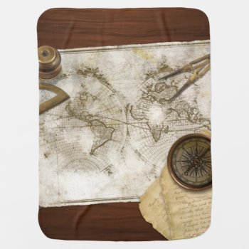 Vintage World Map And Tools Swaddle Blanket by fireflidesigns at Zazzle