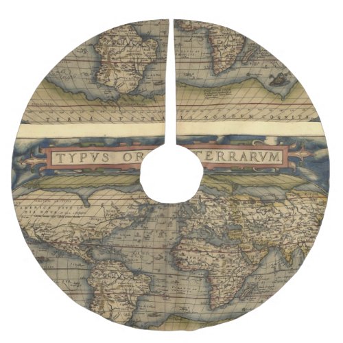 Vintage World Map Antique Atlas Brushed Polyester Tree Skirt