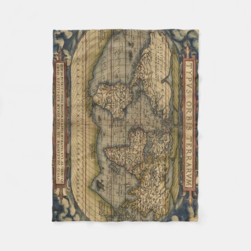 Vintage World Map Antique Atlas Fleece Blanket