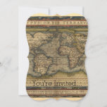 Vintage World Map Antique Atlas Invitation