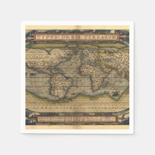 Vintage World Map Antique Atlas Paper Napkins