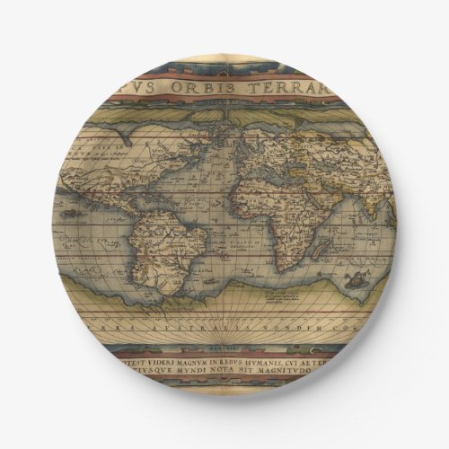 Vintage World Map Antique Atlas Paper Plates