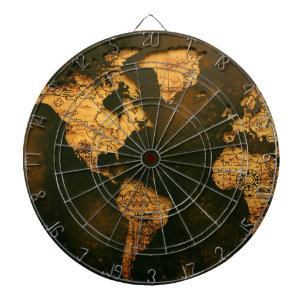 Vintage World Map Antique Cartography Art Dart Board