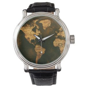 Vintage World Map Antique Cartography Art Watch