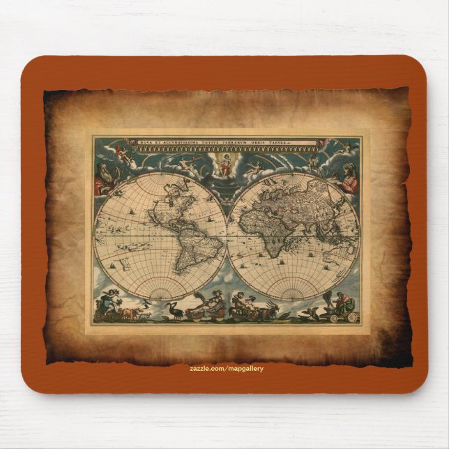 Vintage World Map Art Collection Mouse Pad (Front)