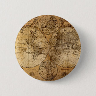 Vintage World Map Atlas Button