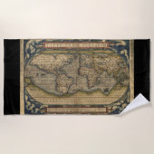 Vintage World Map Atlas Historical Beach Towel (Front)
