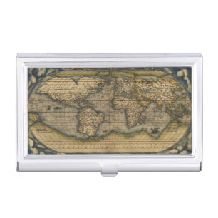 Vintage World Map Atlas Historical Business Card Case