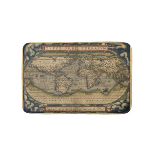 Vintage World Map Atlas Historical Design Bath Mat