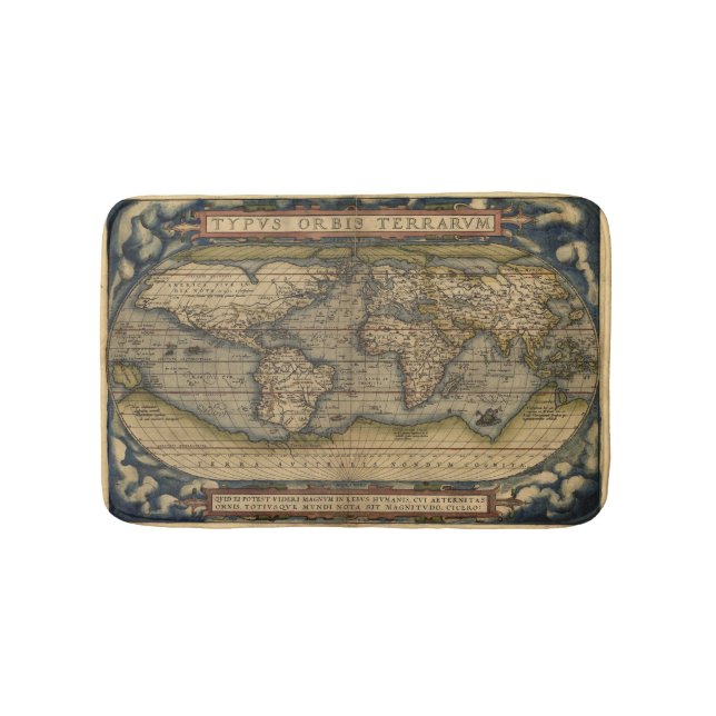 Vintage World Map Atlas Historical Design Bath Mat (Front)