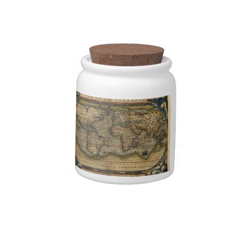 Vintage World Map Atlas Historical Design Candy Jar