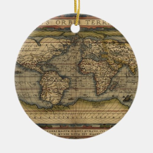 Vintage World Map Atlas Historical Design Ceramic Ornament
