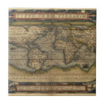 Vintage World Map Atlas Historical Design Ceramic Tile