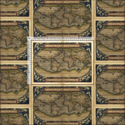 Vintage World Map Atlas Historical Design Fabric