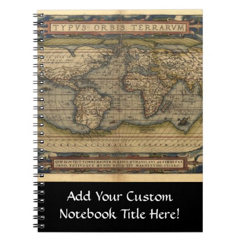 Vintage World Map Atlas Historical Design Notebook