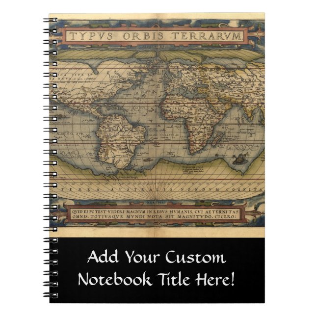 Vintage World Map Atlas Historical Design Notebook (Front)