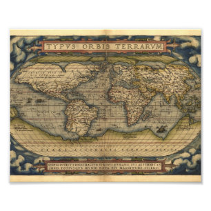 Vintage World Map Atlas Historical Design Photo Print