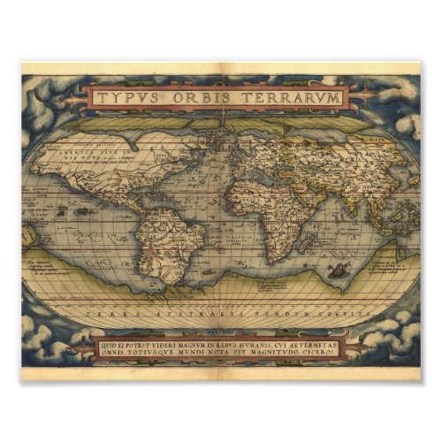 Vintage World Map Atlas Historical Design Photo Print