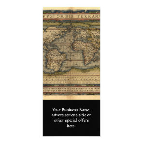 Vintage World Map Atlas Historical Design Rack Card