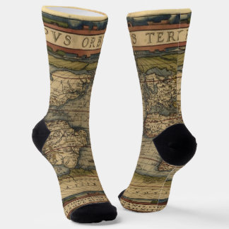 Vintage World Map Atlas Historical Design Socks