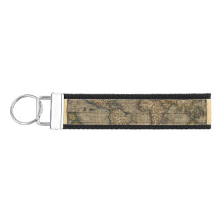 Vintage World Map Atlas Historical Design Wrist Keychain