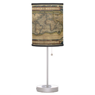Vintage World Map Atlas Historical Table Lamp