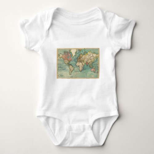 Vintage World Map Baby Bodysuit