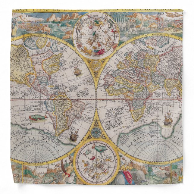 Vintage world map bandana (Front)