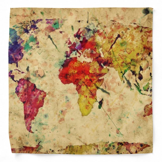 Vintage world map bandana (Front)