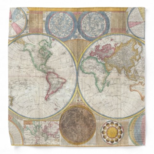 Vintage World Map Bandana