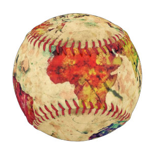 Vintage world map baseball