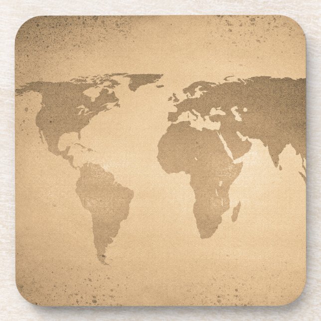 Vintage world map beverage coaster (Front)