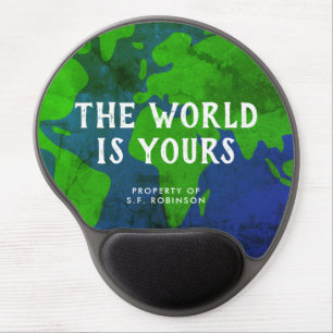 Vintage world map blue planet earth personalized gel mouse pad