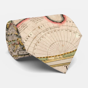 Vintage World Map Brown Beige Neck Tie