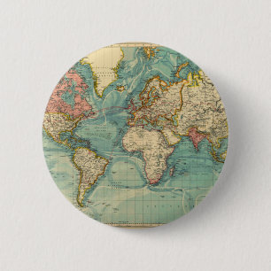 Vintage World Map Button