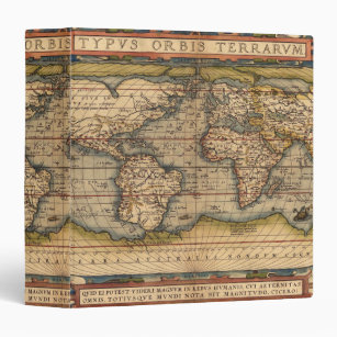 Vintage World Map by Abraham Ortelius 1564 3 Ring Binder