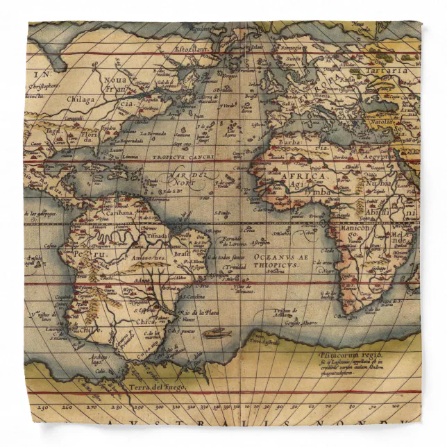 Vintage World Map by Abraham Ortelius 1564 Bandana | Zazzle