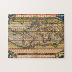 Vintage World Map by Abraham Ortelius 1564 Jigsaw Puzzle
