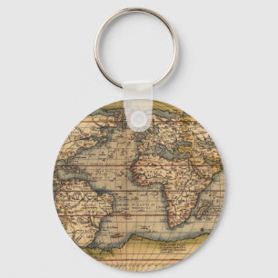 Vintage World Map by Abraham Ortelius 1564 Keychain